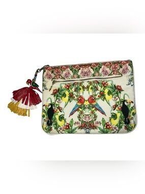 Camilla Multicolor Parrot & Floral Zip Wristlet Clutch